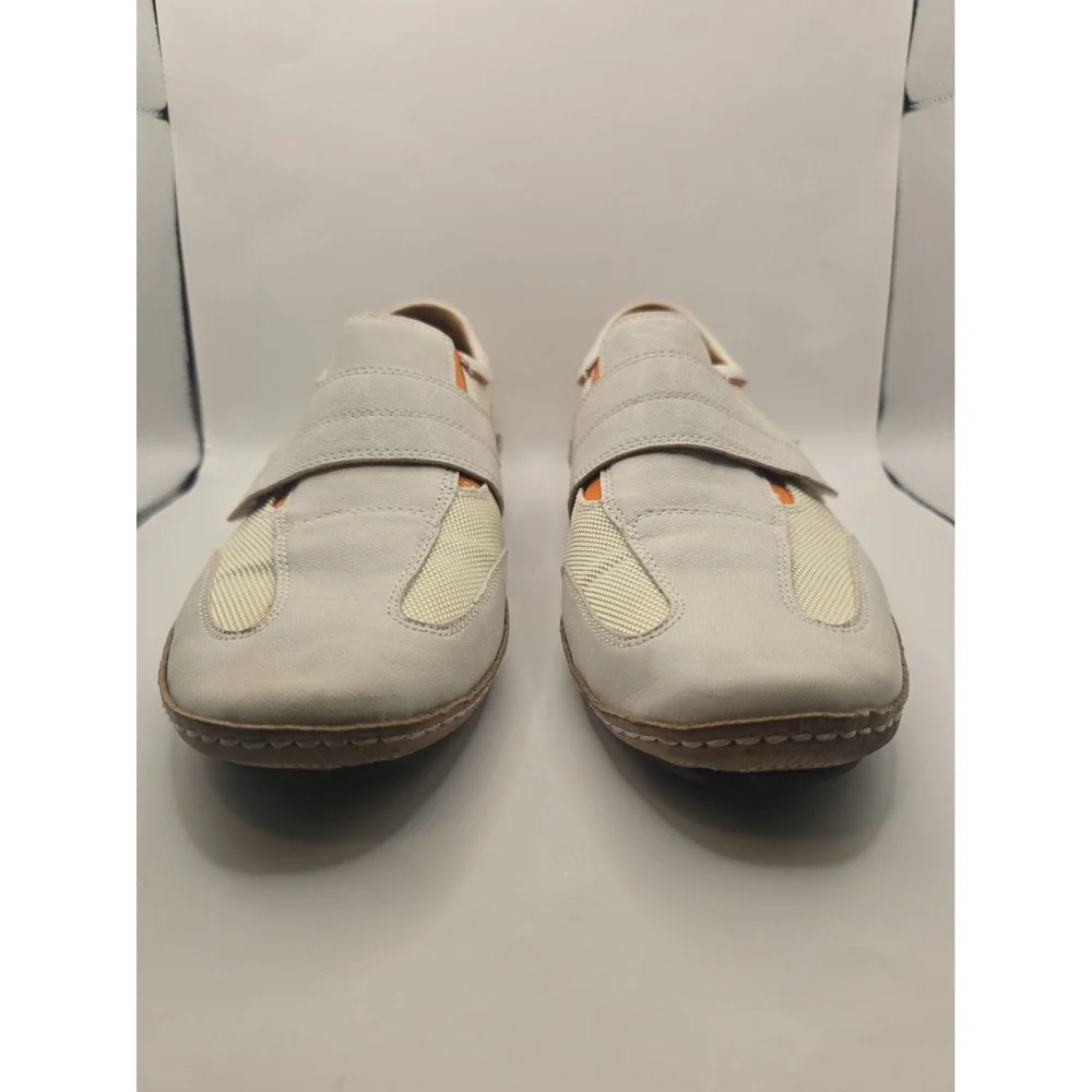 Cole Haan Mens Driving Shoes Size 9.5M White Leather With Orange